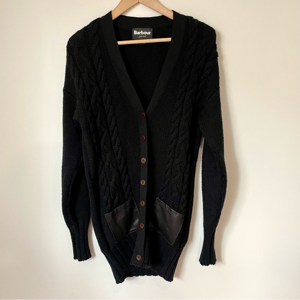 Barbour Navy Cable Knit Cardigan